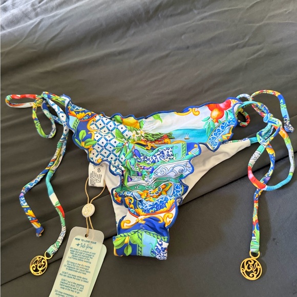 Luli Fama Amalfi Wavy Ruched Back Brazilian Tie Bottom - Picture 6 of 6